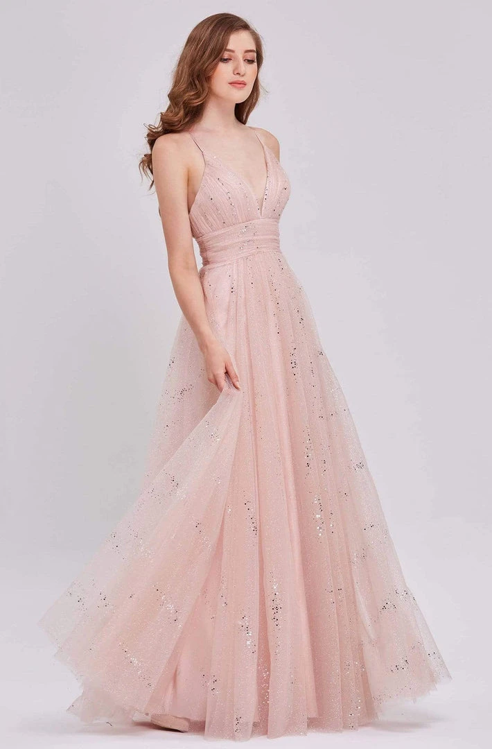 J'Adore Dresses - Glitter Tulle V-Neck A-Line Dress J16052 - 1 Pc Pink In Size 18 Available Formal Gowns 3 J'Adore Dresses - Glitter Tulle V-Neck A-Line Dress J16052 - 1 Pc Pink In Size 18 Available Formal Gowns
