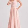 Formal Gowns J'Adore Dresses - J15004 Deep V Neck Satin A-line Gown