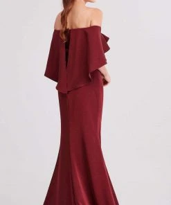 J'Adore Dresses - J15010 Off Shoulder Satin Mermaid Gown Formal Gowns