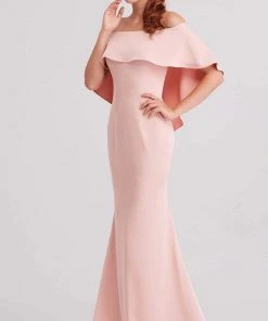J'Adore Dresses - J15010 Off Shoulder Satin Mermaid Gown Formal Gowns