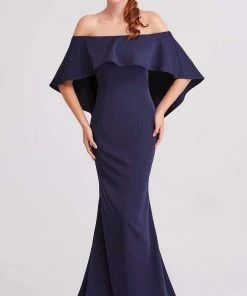 J'Adore Dresses - J15010 Off Shoulder Satin Mermaid Gown Formal Gowns