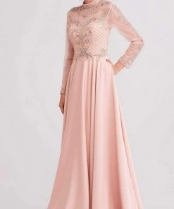 J'Adore Dresses - J15022 Beaded Long Sleeve High Neck A-line Gown Formal Gowns