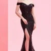 Long Dresses J'Adore Dresses - J16010 Sequined Off-Shoulder Trumpet Dress 1 Long Dresses J'Adore Dresses - J16010 Sequined Off-Shoulder Trumpet Dress