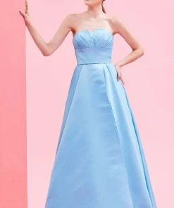 Formal Gowns J'Adore Dresses - J16012 Sweetheart Open Back Pleated Satin Ball Gown