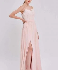 J'Adore Dresses - J16017 Laced Chiffon A-line Long Dress