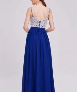 J'Adore Dresses - J16017 Laced Chiffon A-line Long Dress