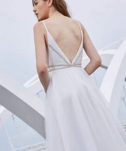 Formal Gowns J'Adore Dresses - J16021 Plunging V-Neck Pleated Ballgown