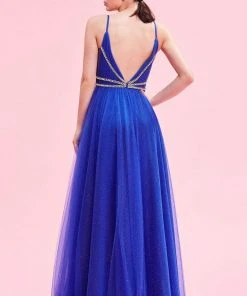 Formal Gowns J'Adore Dresses - J16021 Plunging V-Neck Pleated Ballgown