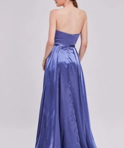 Formal Gowns J'Adore Dresses - J16031 Strapless Sweetheart High Slit Silky Satin Gown