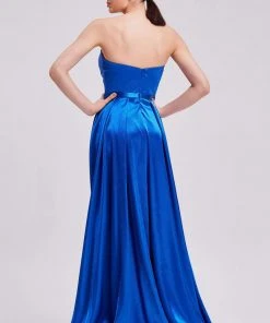 Formal Gowns J'Adore Dresses - J16031 Strapless Sweetheart High Slit Silky Satin Gown