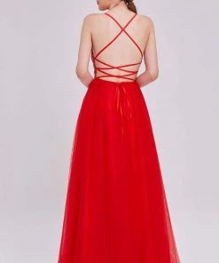 Formal Gowns J'Adore Dresses - J16046 Sequin Tulle A-Line Dress With Slit 10 Formal Gowns J'Adore Dresses - J16046 Sequin Tulle A-Line Dress With Slit
