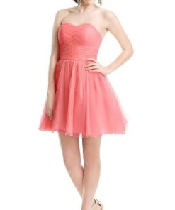 J'Adore Dresses - J5081 Strapless Ruched Bodice Fit And Flare Tulle Dress Cocktail Dresses