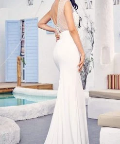 Formal Gowns J'Adore Dresses - JM005 Beaded Plunging V Neck Sheath Dress 12 Formal Gowns J'Adore Dresses - JM005 Beaded Plunging V Neck Sheath Dress