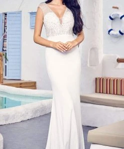 Formal Gowns J'Adore Dresses - JM005 Beaded Plunging V Neck Sheath Dress 11 Formal Gowns J'Adore Dresses - JM005 Beaded Plunging V Neck Sheath Dress