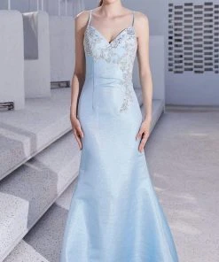 J'Adore Dresses - JM105 Beaded Fitted Bodice Glitter Net Mermaid Gown Plus Size Dresses