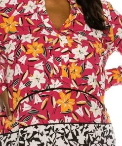 J Taylor - 1317M Floral Print Long Sleeve A-line Dress