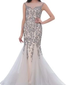 J'Adore Dresses - J11325 Beaded Tulle Mermaid Dress