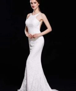 J'Adore Dresses - J12002 Allover Lace Backless Ruffle Accent Mermaid Gown
