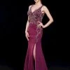 J'Adore Dresses - J12010 Swirl Motif High Slit Mermaid Gown Formal Gowns 2 J'Adore Dresses - J12010 Swirl Motif High Slit Mermaid Gown Formal Gowns