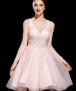 J'Adore Dresses - J12012 Sleeveless Bead Adorned Empire A-Line Dress