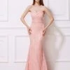 J'Adore Dresses - J12014 Strapless Fold-Trimmed Long Lace Gown Formal Gowns