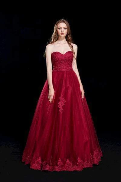 Formal Gowns J'Adore Dresses - J12017 Strapless Lace Tulle Ballgown 3 Formal Gowns J'Adore Dresses - J12017 Strapless Lace Tulle Ballgown