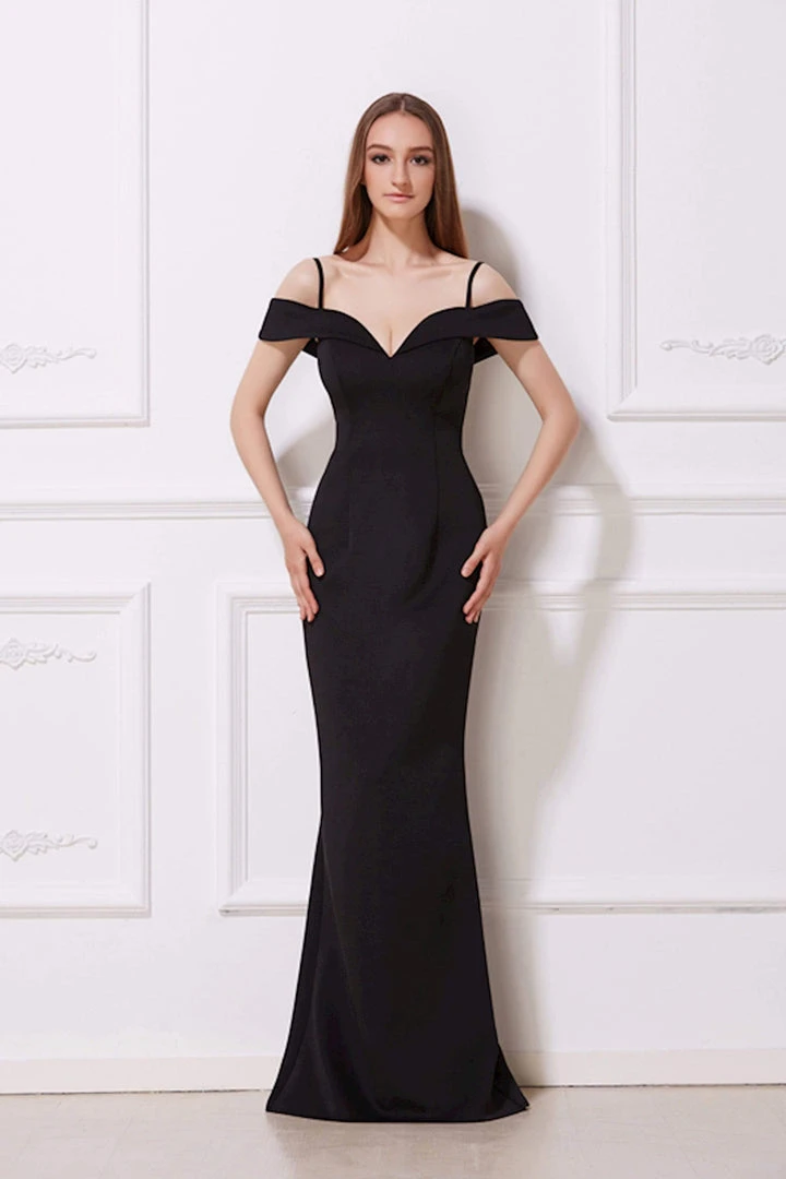 J'Adore Dresses - J12040 Seamed Off-Shoulder Sheath Dress Formal Gowns 3 J'Adore Dresses - J12040 Seamed Off-Shoulder Sheath Dress Formal Gowns