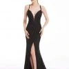 J'Adore Dresses - J12052 Plunging V-Neck Lace Sheath Dress