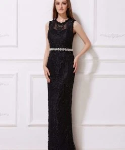 Formal Gowns J'Adore Dresses - J12058 Illusion Jewel Lace Sheath Dress