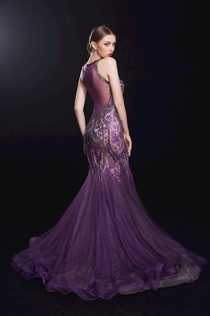 Formal Gowns J'Adore Dresses - J12067 Embellished Halter Tulle Mermaid Dress 4 Formal Gowns J'Adore Dresses - J12067 Embellished Halter Tulle Mermaid Dress