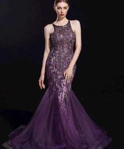 Formal Gowns J'Adore Dresses - J12067 Embellished Halter Tulle Mermaid Dress