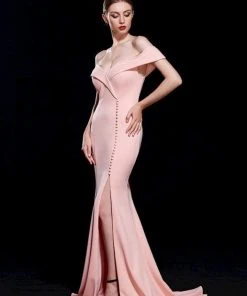 Formal Gowns J'Adore Dresses - J12076 Off-Shoulder Mermaid Dress With Slit