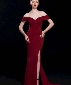 Formal Gowns J'Adore Dresses - J12076 Off-Shoulder Mermaid Dress With Slit