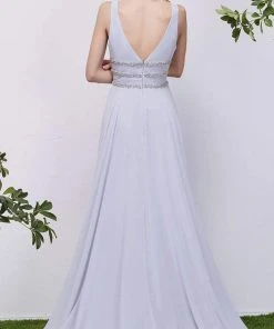 J'Adore Dresses - J13068 Plunging V-Neck Embellished Waist Gown 7 J'Adore Dresses - J13068 Plunging V-Neck Embellished Waist Gown