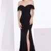 J'Adore Dresses - J14003 Lace Embellished Off-Shoulder Trumpet Dress