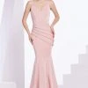 Formal Gowns J'Adore Dresses - J14013 Satin Plunging V-neck Trumpet Dress
