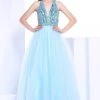 J'Adore Dresses - J14025 Sequined Deep Halter V-neck Tulle Ballgown