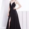 Formal Gowns J'Adore Dresses - J14027 Deep V-neck Silky Satin A-line Dress 1 Formal Gowns J'Adore Dresses - J14027 Deep V-neck Silky Satin A-line Dress