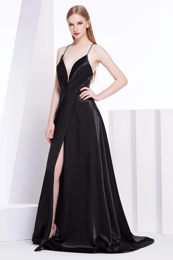 Formal Gowns J'Adore Dresses - J14027 Deep V-neck Silky Satin A-line Dress 3 Formal Gowns J'Adore Dresses - J14027 Deep V-neck Silky Satin A-line Dress
