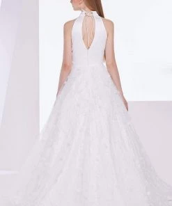 Formal Gowns J'Adore Dresses - J14036 Embroidered Tulle High Halter Ballgown 5 Formal Gowns J'Adore Dresses - J14036 Embroidered Tulle High Halter Ballgown