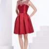 J'Adore Dresses - J14082 Beaded Scoop Neck Mikado A-line Dress Cocktail Dresses