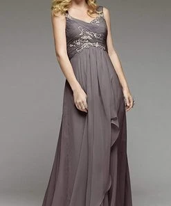 Formal Gowns J'Adore Dresses - J2038 Applique Ruched Chiffon A-line Dress