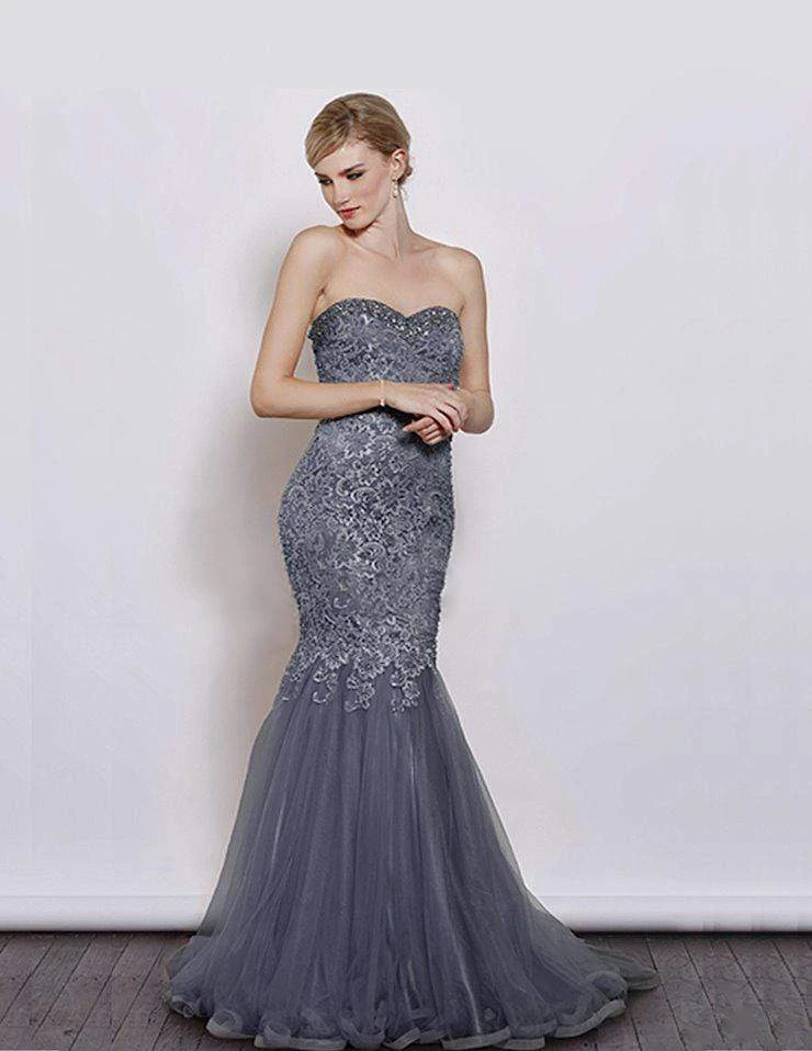 J'Adore Dresses - J3059 Strapless Beaded Lace And Tulle Long Gown 3 J'Adore Dresses - J3059 Strapless Beaded Lace And Tulle Long Gown