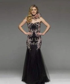 J'Adore Dresses - J4004 Strapless Contrast Beaded Mermaid Gown Formal Gowns