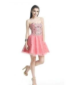 J'Adore Dresses - J5058 Pearl Beaded Strapless A-line Dress