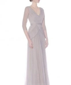 J'Adore Dresses - J7012 Quarter Length Sleeve Ruched V-neck A-line Dress Formal Gowns 7 J'Adore Dresses - J7012 Quarter Length Sleeve Ruched V-neck A-line Dress Formal Gowns