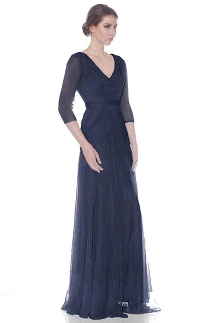 J'Adore Dresses - J7012 Quarter Length Sleeve Ruched V-neck A-line Dress Formal Gowns 3 J'Adore Dresses - J7012 Quarter Length Sleeve Ruched V-neck A-line Dress Formal Gowns