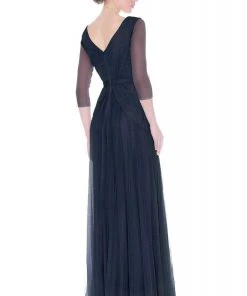 J'Adore Dresses - J7012 Quarter Length Sleeve Ruched V-neck A-line Dress Formal Gowns 6 J'Adore Dresses - J7012 Quarter Length Sleeve Ruched V-neck A-line Dress Formal Gowns