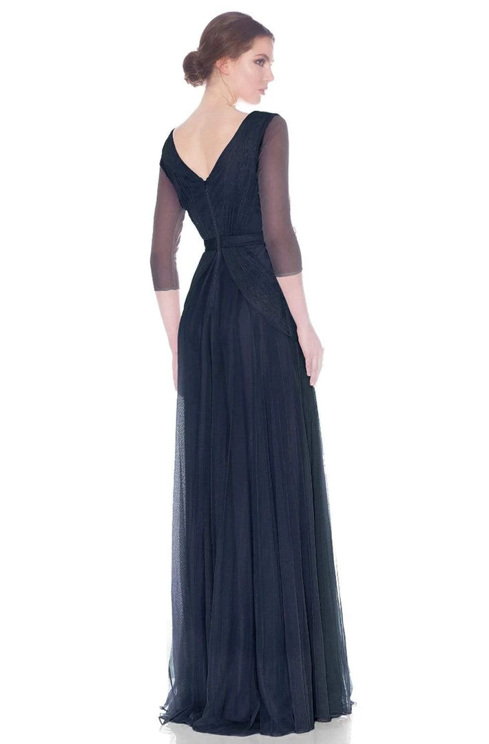 J'Adore Dresses - J7012 Quarter Length Sleeve Ruched V-neck A-line Dress Formal Gowns 4 J'Adore Dresses - J7012 Quarter Length Sleeve Ruched V-neck A-line Dress Formal Gowns