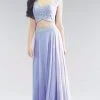 Formal Gowns J'Adore Dresses - JC8072 Embellished Wide V-neck Chiffon A-line Dress